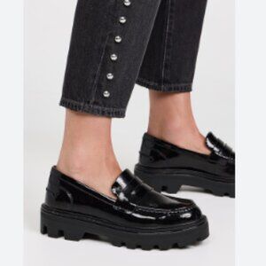 RAG & BONE Quinn Platform Penny Loafer Black Patent size 38/8